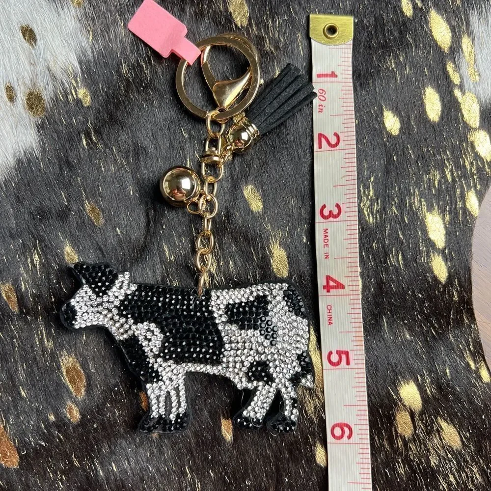 Blinged Cow Keychain